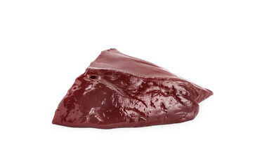 Piece of raw beef liver isolated on white