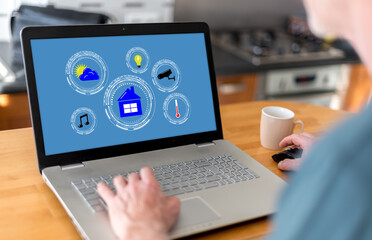 Fototapeta na wymiar Smart home automation concept on a laptop