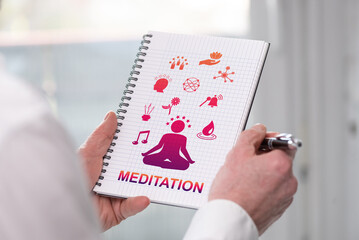 Meditation concept on a notepad