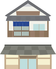 Vector illustration of a traditional Japanese souvenir shop or restaurant building.