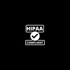 HIPAA compliant symbol icon on black background   - obrazy, fototapety, plakaty