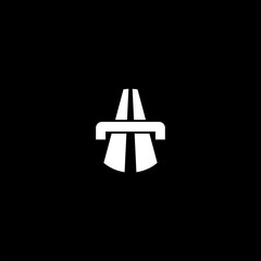 Highway icon Illustration on black background