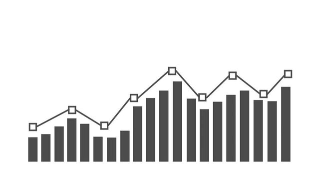 Animation bar chart graph with growing business. Video footage