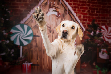 Świąteczny pies 4 - obrazy, fototapety, plakaty