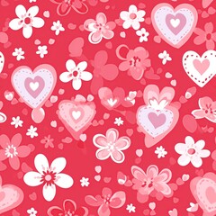 Romantic Hearts and Florals: Valentine's Seamless Pattern