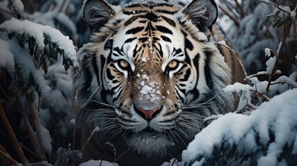 Fototapeta na wymiar Majestic Panthera Tigris Altaica in Habitat