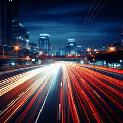 Fototapeta na wymiar High speed urban traffic on a city highway
