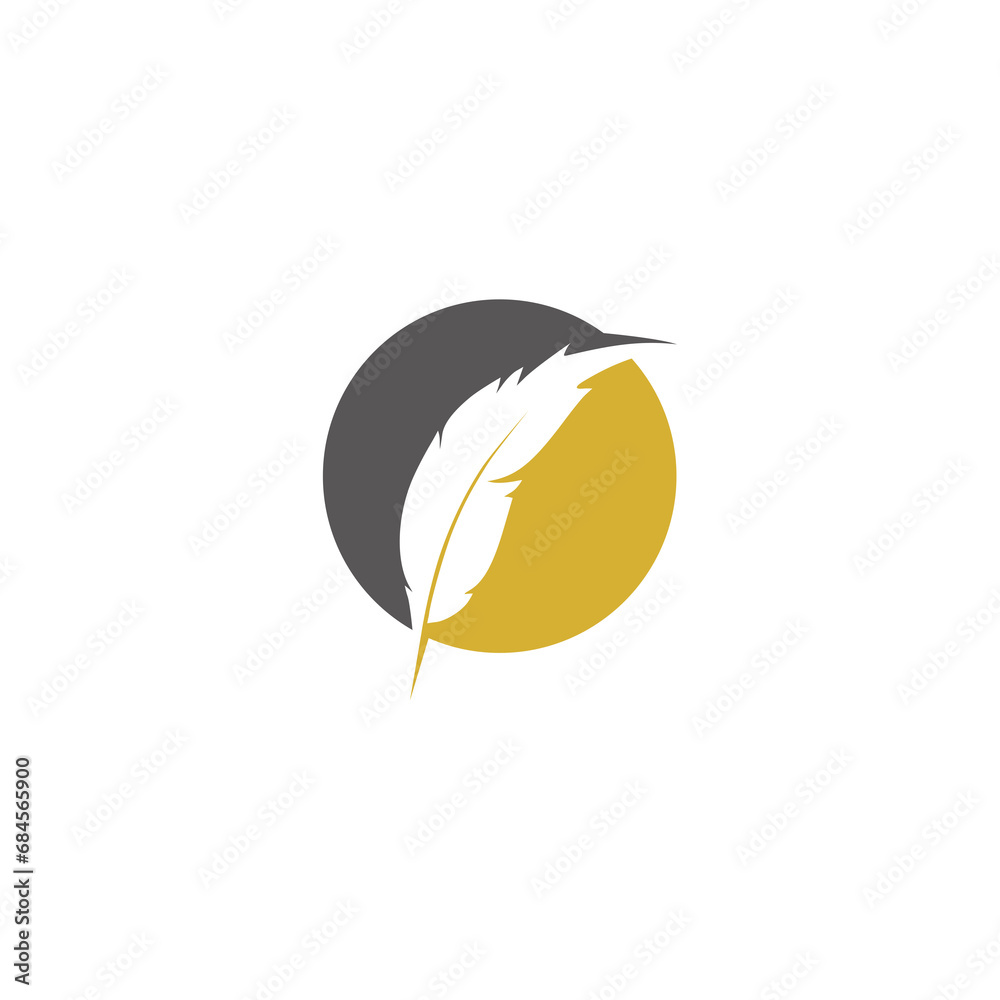 Poster Feather Pen circle logo icon isolated on transparent background