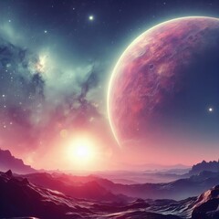 Obraz na płótnie Canvas space art, incredibly beautiful science fiction wallpaper. endless universe.galaxy night panoramic 