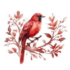 watercolour red bird