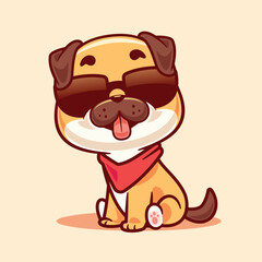 Cartoon cool dog wearing glasses