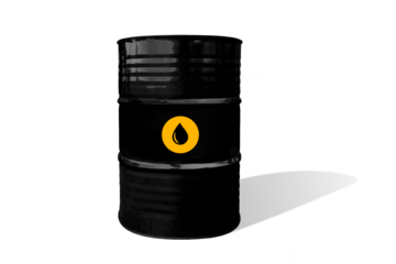 Crude oil barrel on a transparent background with soft shadow.