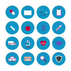 Medical icon set, Healthcare icon set, flat style vector icons