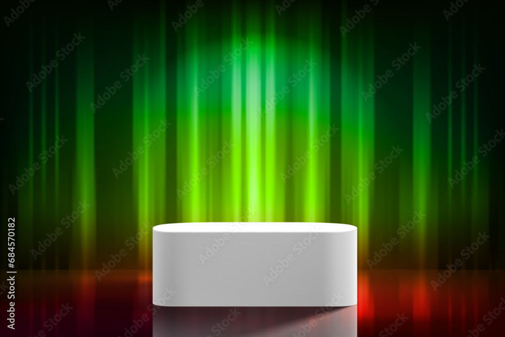 Poster abstract vibrant studio with wite podium. design product template. 3d vector mockup