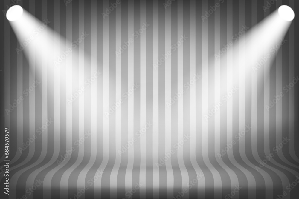 Poster abstract grey interior with projectors. design product template. 3d vector mockup