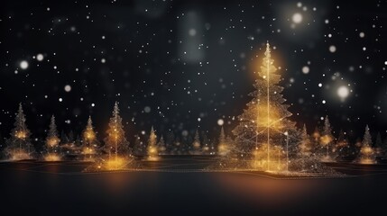 Fototapeta na wymiar Background that combines traditional holiday elements with futuristic particle effects, blending the magic of Christmas with a touch of technology