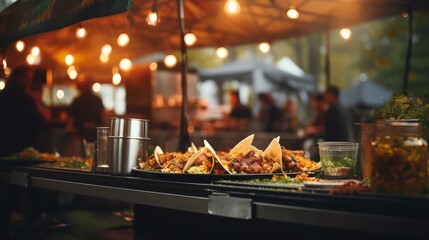Street Food Tacos on Display at Outdoor Market