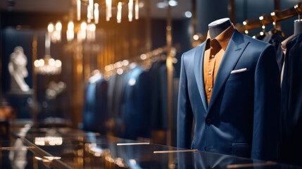 Elegant Suits on Display in a Men's Boutique - obrazy, fototapety, plakaty