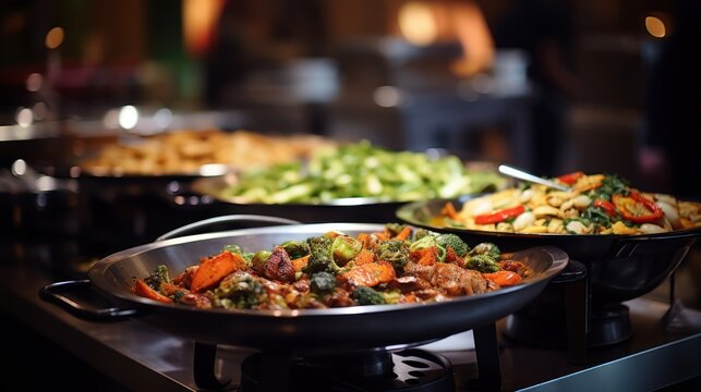 Buffet Spread of Various Dishes