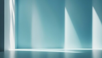 Soft Illumination Light Blue Abstract Background with Gentle Window Shadows - Perfect for Product 