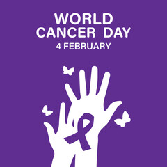Fototapeta premium The logo of the campaign for World Cancer Day. World Cancer Day poster or banner background. 