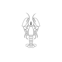 Crayfish silhouette line icon. Isolated crayfish on white background flat sign vector