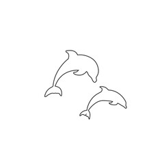 Dolphins graphic icon. Signs swimming dolphins isolated on white background. Sea life symbols. Vector illustration