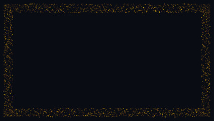 Black gold luxury background with golden bokeh and border.