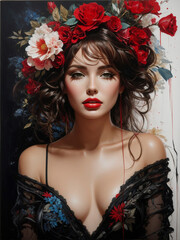 Naklejka premium portrait of a painting of a woman