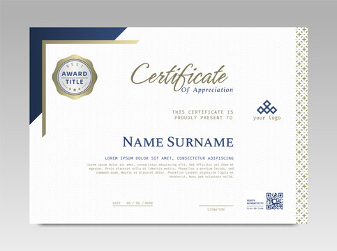Modern design certificate template with simple elegant and luxurious in horizontal A4 size.