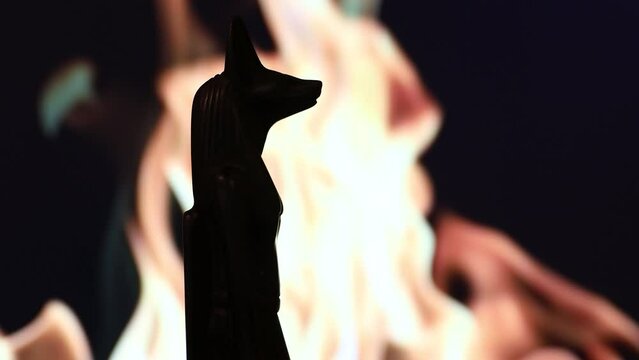 Figurine of the Egyptian god with the head of the jackal Anubis.