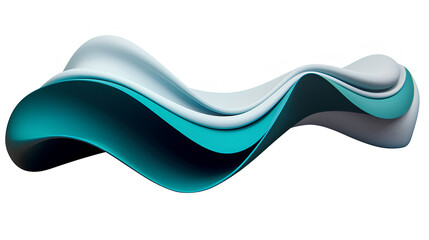 Abstract blue and turquoise color strip wave paper on white horizontal background.