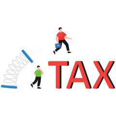 Businessman jumping over tax messages Illustration

