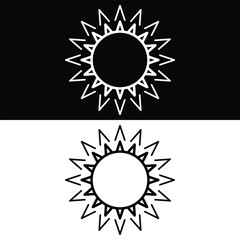 Sun icon Vector, Black and White Version Design Template