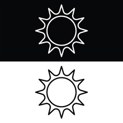 Sun icon Vector, Black and White Version Design Template