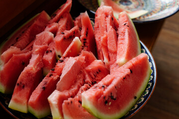 Watermelon cut into slices.