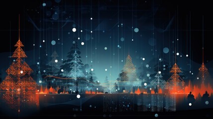 Digital Christmas decorations using graphic design software or code