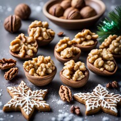Obraz na płótnie Canvas Christmas cookies and nuts