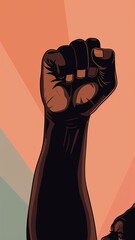 Empowering image of the Black Lives Matter movement: individuals of African American descent raising their fists in solidarity, advocating for justice, equality, and recognition of their rights.