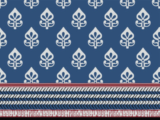 BLOCK FLORAL WITH BORDER ALL OVER PRINT SEAMLESS PATTERN VECTOR ILLUSTRATION
