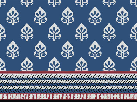 BLOCK FLORAL WITH BORDER ALL OVER PRINT SEAMLESS PATTERN VECTOR ILLUSTRATION