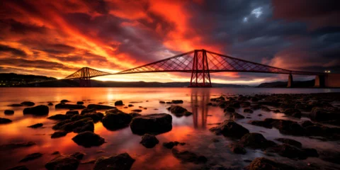 Photo sur Plexiglas Pont du Golden Gate golden gate bridge at sunset,City scape Wonders: Wallpaper Bridge Construction.AI Generative 