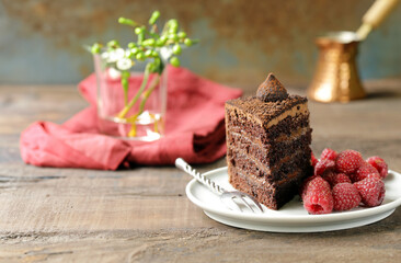 super chocolate cake with fresh berries
