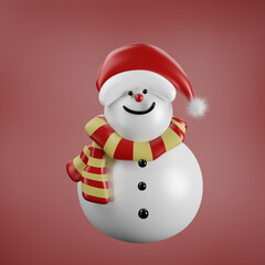 snowman with red hat, 3D