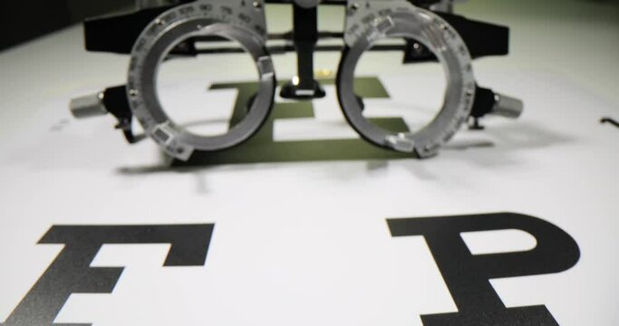 Trial frame test for eye chart and glasses