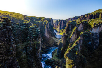 Sunset at Sjolafigulir canyon Iceland