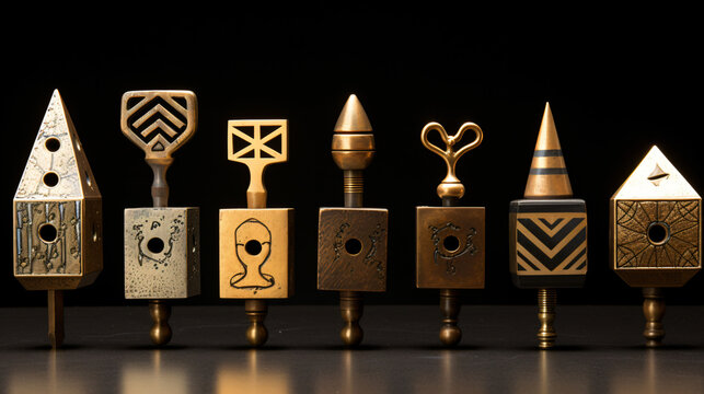Traditional collection of jewish dreidel