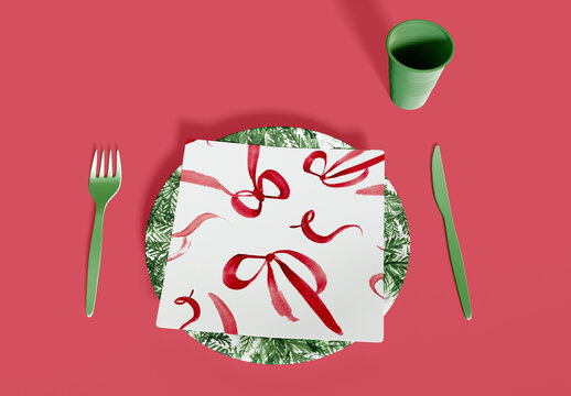Disposable Tableware Set Mockup