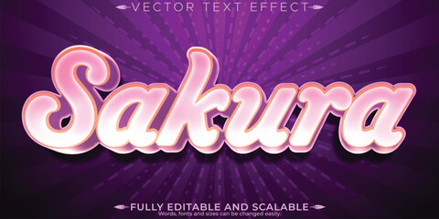 Sakura text effect, editable cherry and pink customizable font style