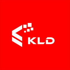 Obraz premium KLD letter technology logo design on red background. KLD creative initials letter IT logo concept. KLD setting shape design 